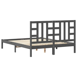 Πλαίσιο Κρεβατιού Γκρι 150 x 200 εκ. Μασίφ Ξύλο King Size
