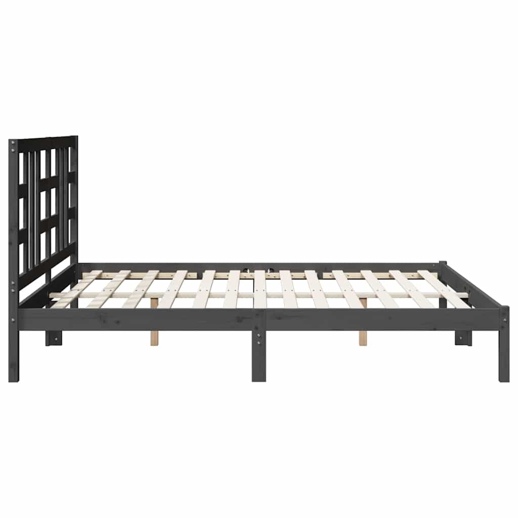 Πλαίσιο Κρεβατιού Γκρι 180 x 200 εκ Ξύλο Πεύκου Super King