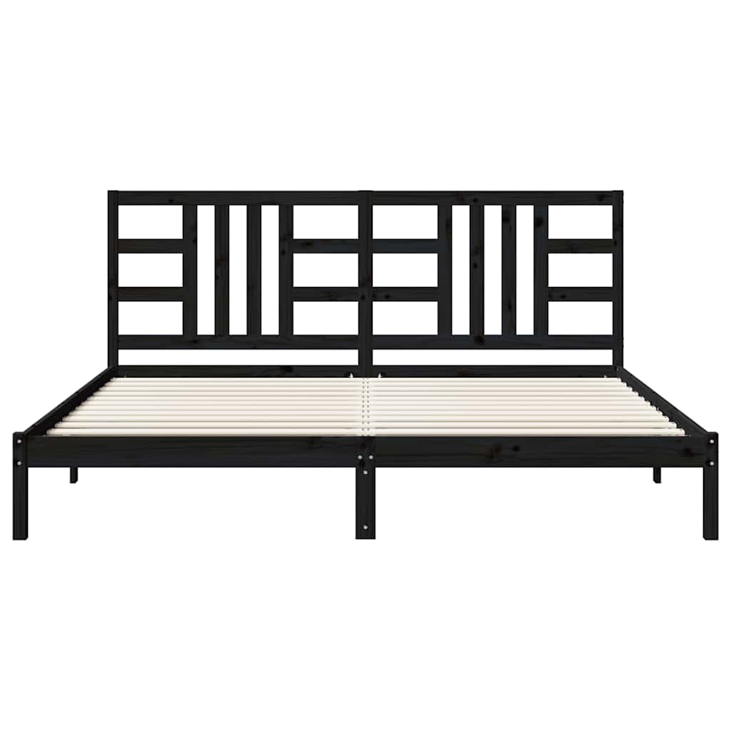 Πλαίσιο Κρεβατιού Μαύρο 200 x 200 εκ. από Μασίφ Ξύλο - PAKOBAZAAR