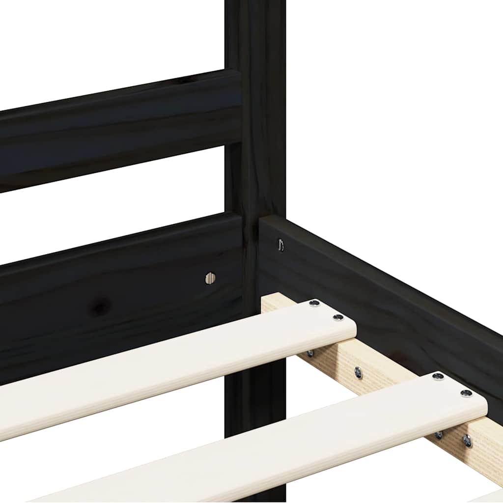 Πλαίσιο Κρεβατιού Μαύρο 200 x 200 εκ. από Μασίφ Ξύλο - PAKOBAZAAR
