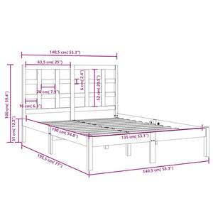 Πλαίσιο Κρεβατιού 135 x 190 εκ. από Μασίφ Ξύλο Double - PAKOBAZAAR