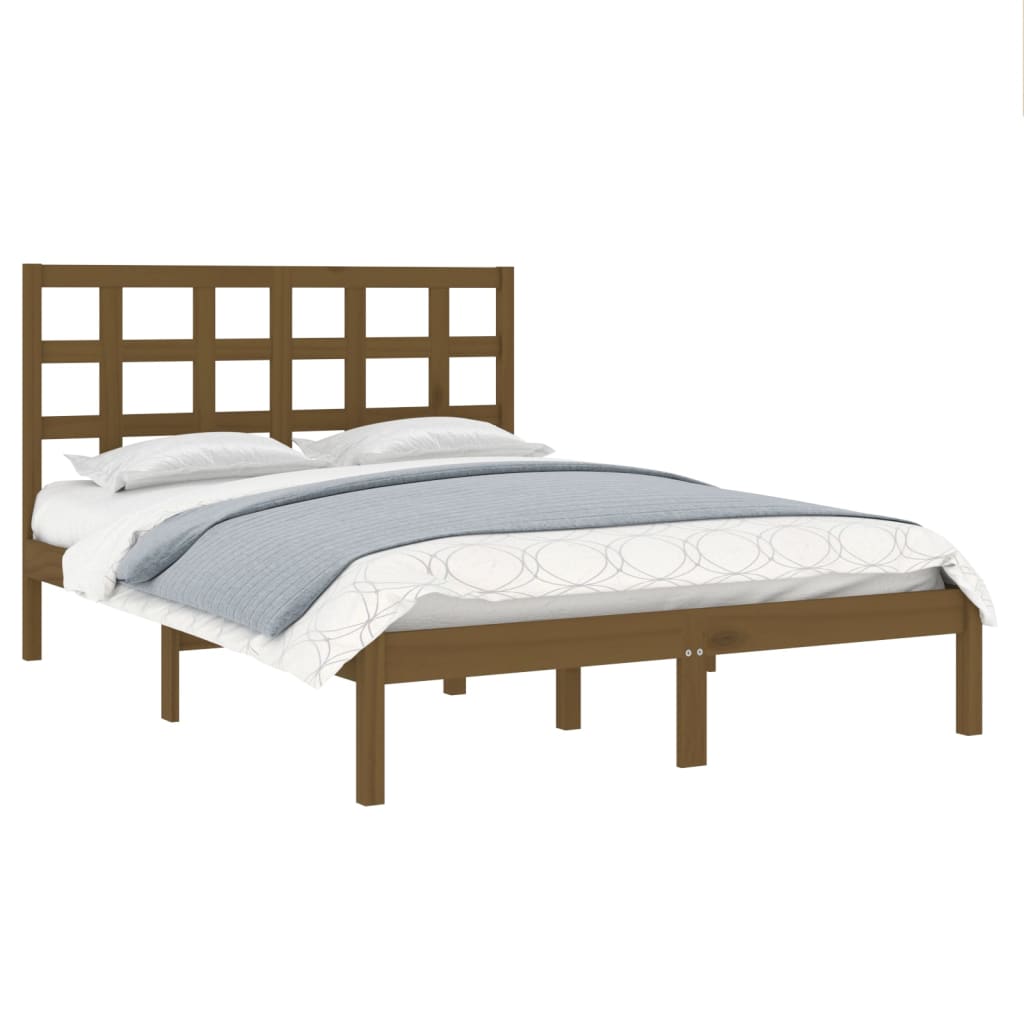 Πλαίσιο Κρεβατιού Καφέ Μελί 140 x 190 εκ. από Μασίφ Ξύλο - Pakobazaar