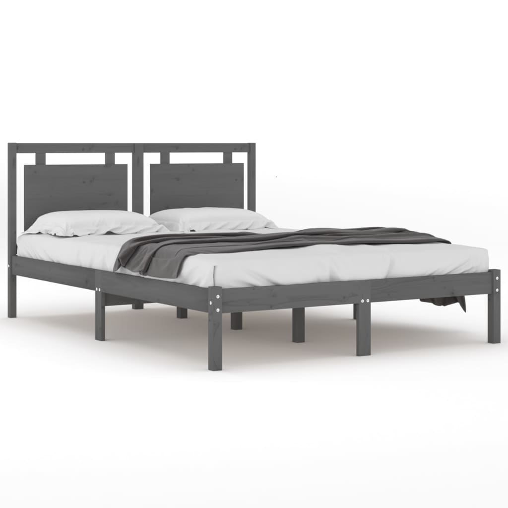 Πλαίσιο Κρεβατιού Γκρι 150 x 200 εκ. Μασίφ Ξύλο King Size