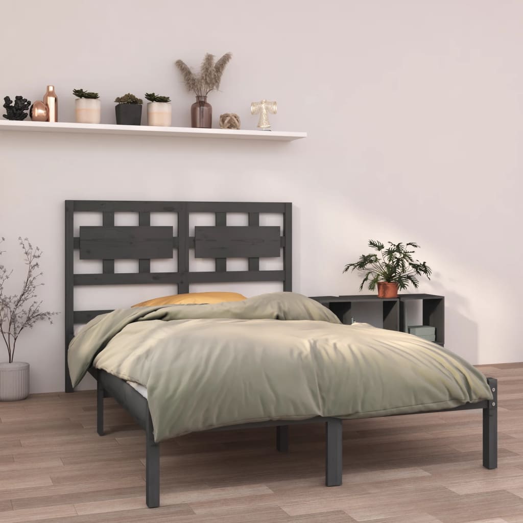 Πλαίσιο Κρεβατιού Γκρι 120x190 εκ. Μασίφ Ξύλο Small Double