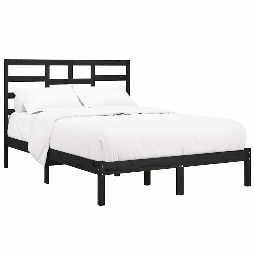 Πλαίσιο Κρεβατιού Μαύρο 120 x 190 εκ. Μασίφ Ξύλο Small Double