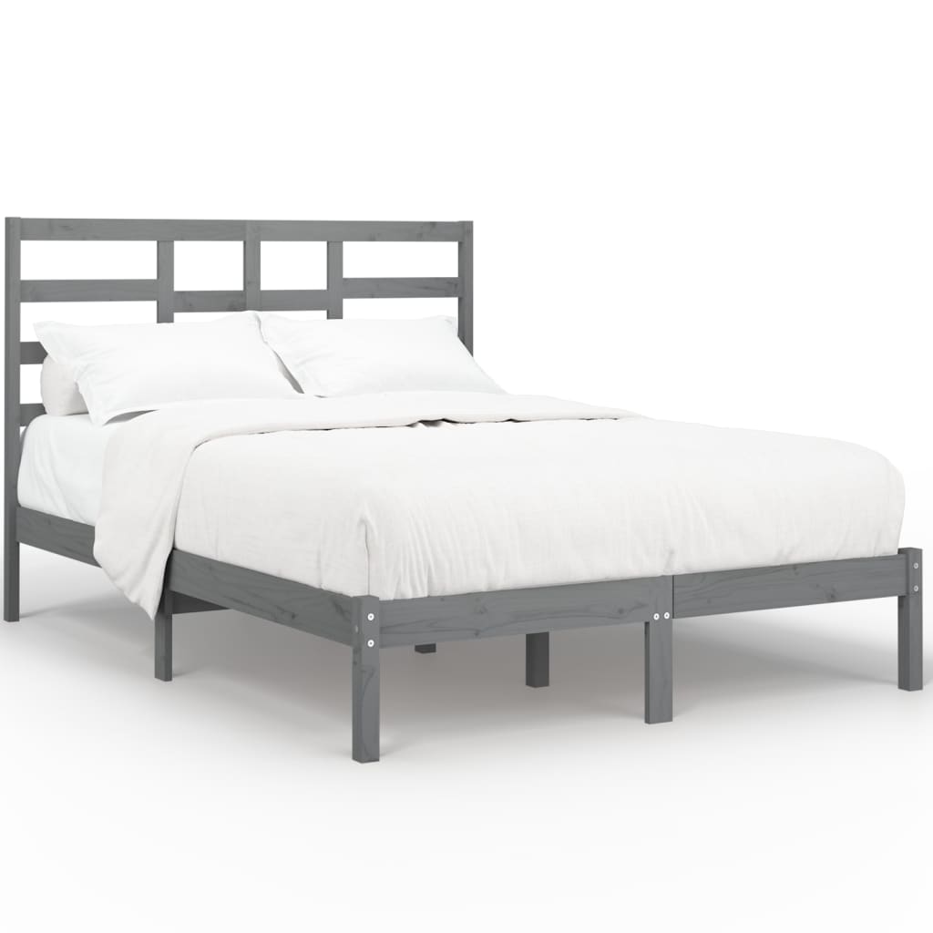 Πλαίσιο Κρεβατιού Γκρι 150 x 200 εκ. Μασίφ Ξύλο King Size - Pakobazaar