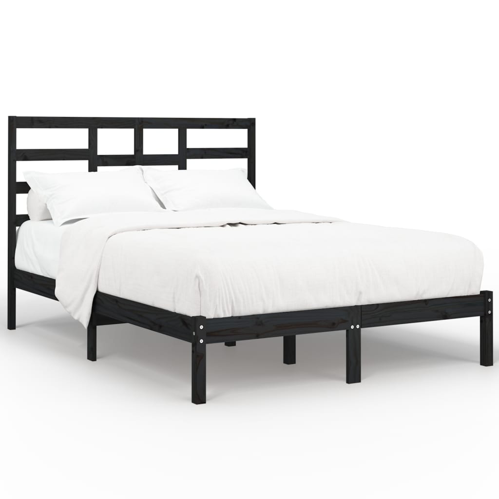Πλαίσιο Κρεβατιού Μαύρο 150 x 200 εκ. Μασίφ Ξύλο King Size