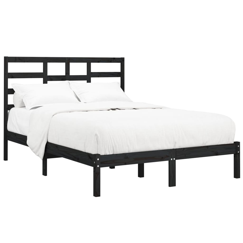 Πλαίσιο Κρεβατιού Μαύρο 150 x 200 εκ. Μασίφ Ξύλο King Size