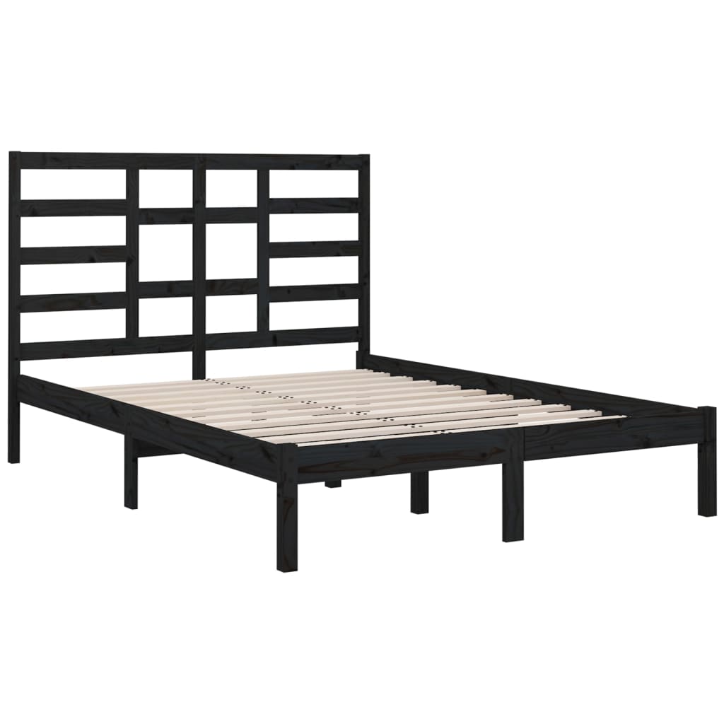 Πλαίσιο Κρεβατιού Μαύρο 150 x 200 εκ. Μασίφ Ξύλο King Size