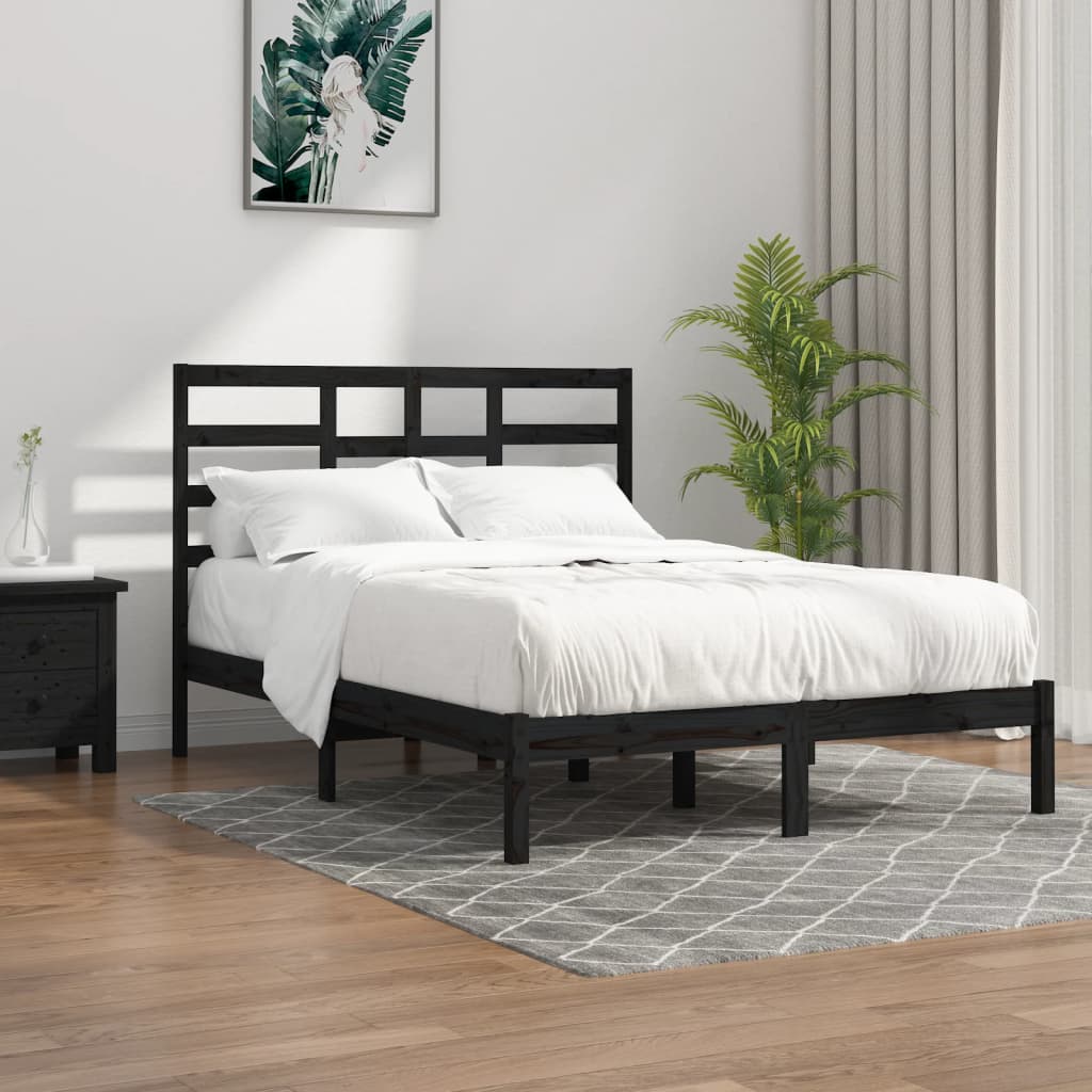 Πλαίσιο Κρεβατιού Μαύρο 150 x 200 εκ. Μασίφ Ξύλο King Size
