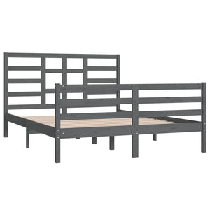 Πλαίσιο Κρεβατιού Γκρι 150 x 200 εκ. Μασίφ Ξύλο King Size
