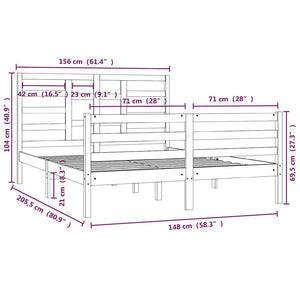 Πλαίσιο Κρεβατιού Μελί 150 x 200 εκ. Μασίφ Ξύλο King Size