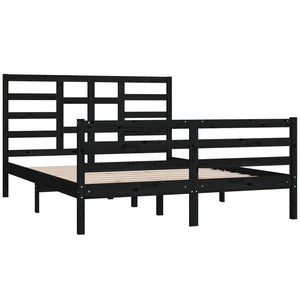 Πλαίσιο Κρεβατιού Μαύρο 150 x 200 εκ. Μασίφ Ξύλο King Size