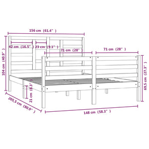 Πλαίσιο Κρεβατιού Μαύρο 150 x 200 εκ. Μασίφ Ξύλο King Size