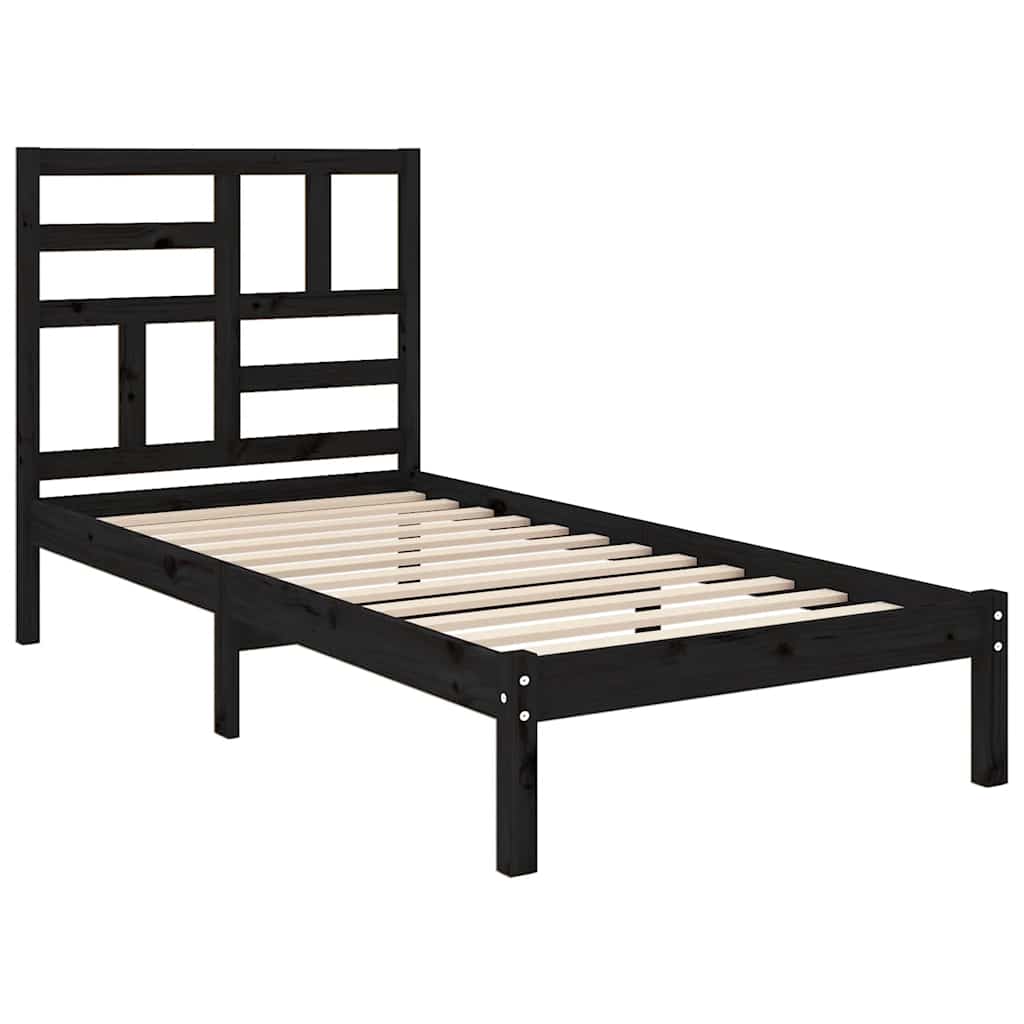 Πλαίσιο Κρεβατιού Μαύρο 100 x 200 εκ. από Μασίφ Ξύλο