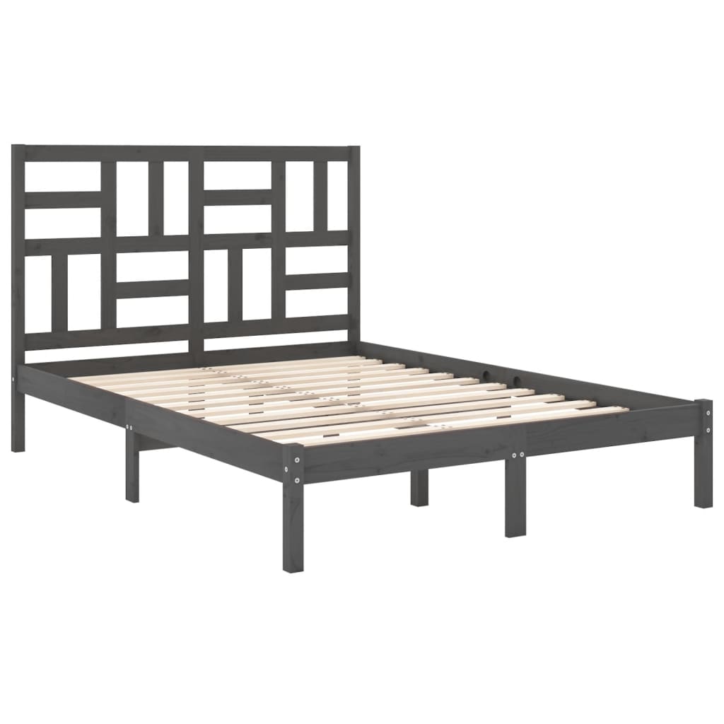 Πλαίσιο Κρεβατιού Γκρι 150 x 200 εκ. Μασίφ Ξύλο King Size