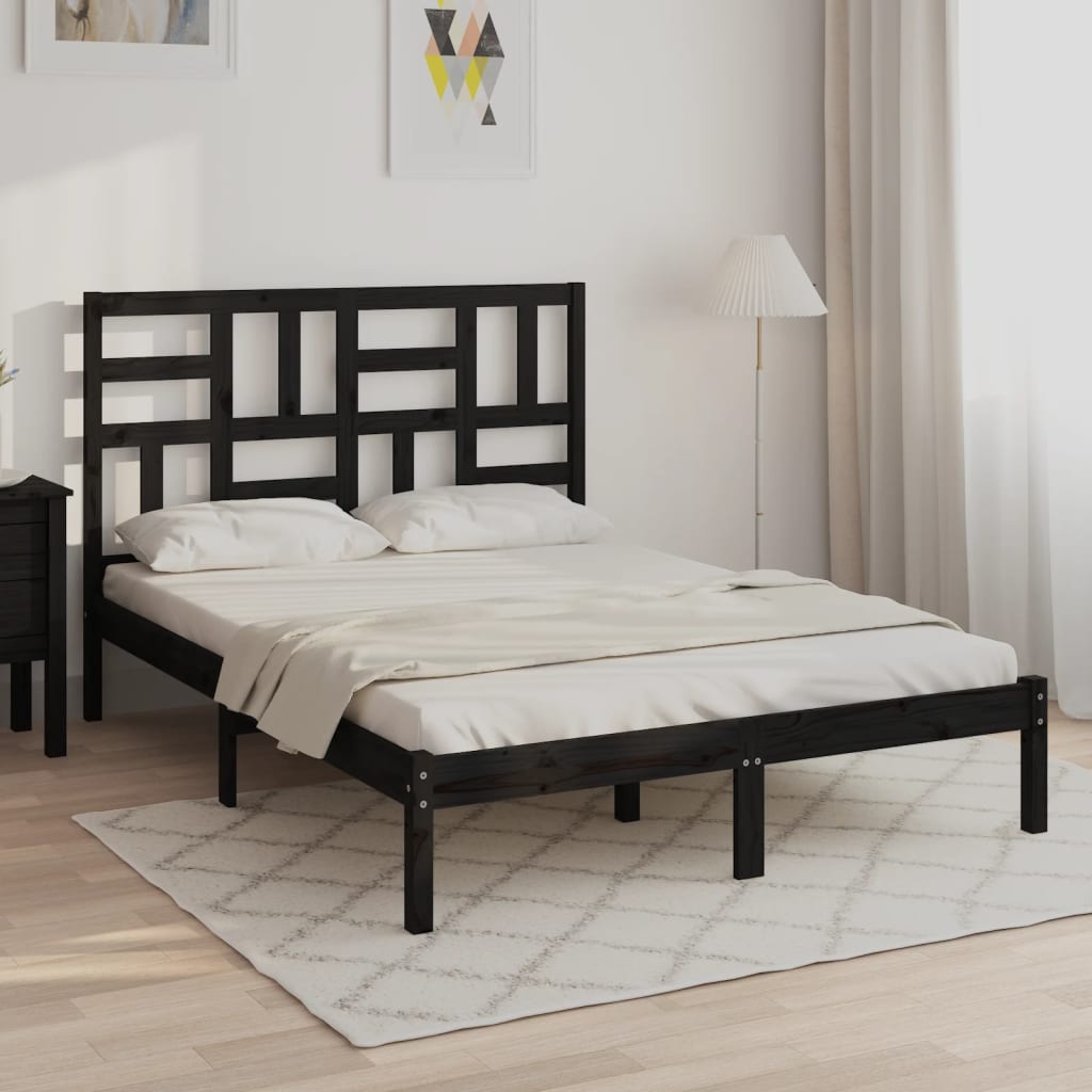 Πλαίσιο Κρεβατιού Μαύρο 150 x 200 εκ. Μασίφ Ξύλο King Size - Pakobazaar