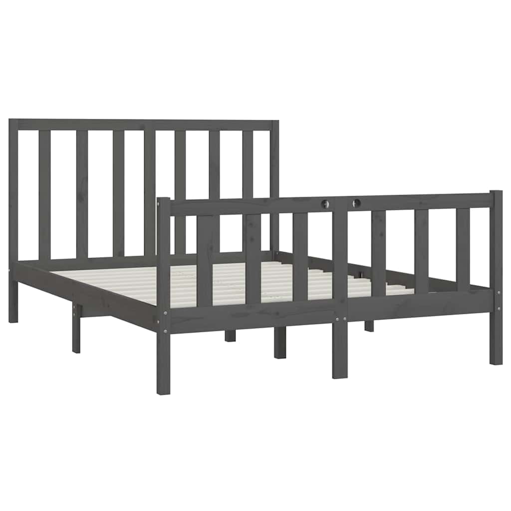 Πλαίσιο Κρεβατιού Γκρι 150 x 200 εκ. Μασίφ Ξύλο King Size - Pakobazaar