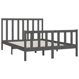 Πλαίσιο Κρεβατιού Γκρι 150 x 200 εκ. Μασίφ Ξύλο King Size - Pakobazaar