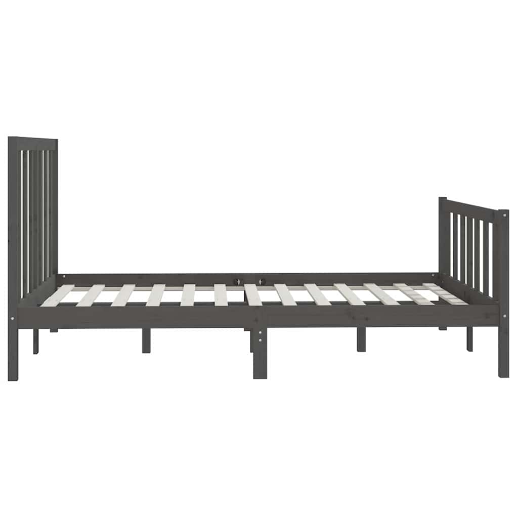 Πλαίσιο Κρεβατιού Γκρι 150 x 200 εκ. Μασίφ Ξύλο King Size - Pakobazaar