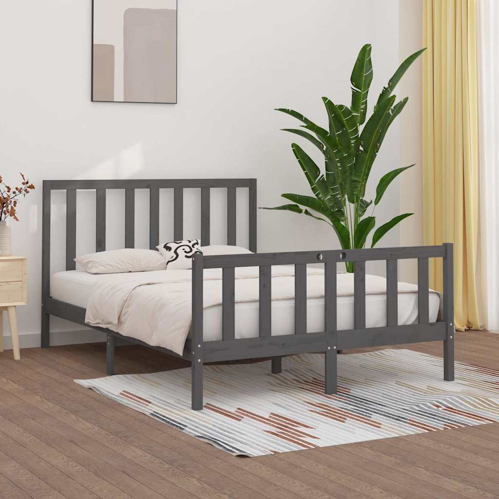 Πλαίσιο Κρεβατιού Γκρι 150 x 200 εκ. Μασίφ Ξύλο King Size - Pakobazaar