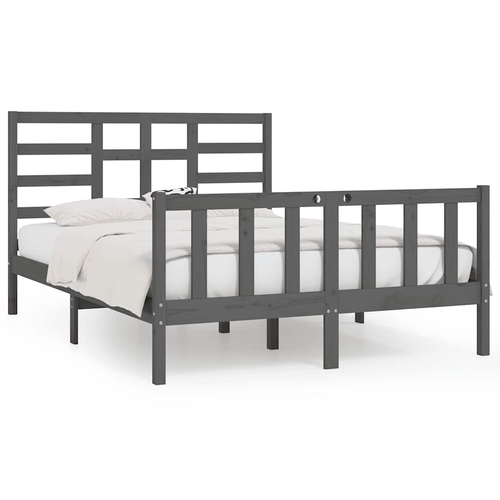 Πλαίσιο Κρεβατιού Γκρι 150 x 200 εκ. Μασίφ Ξύλο King Size