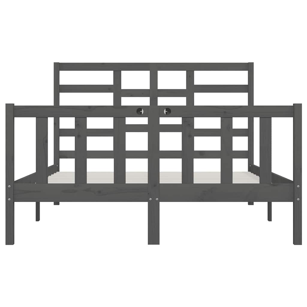 Πλαίσιο Κρεβατιού Γκρι 150 x 200 εκ. Μασίφ Ξύλο King Size