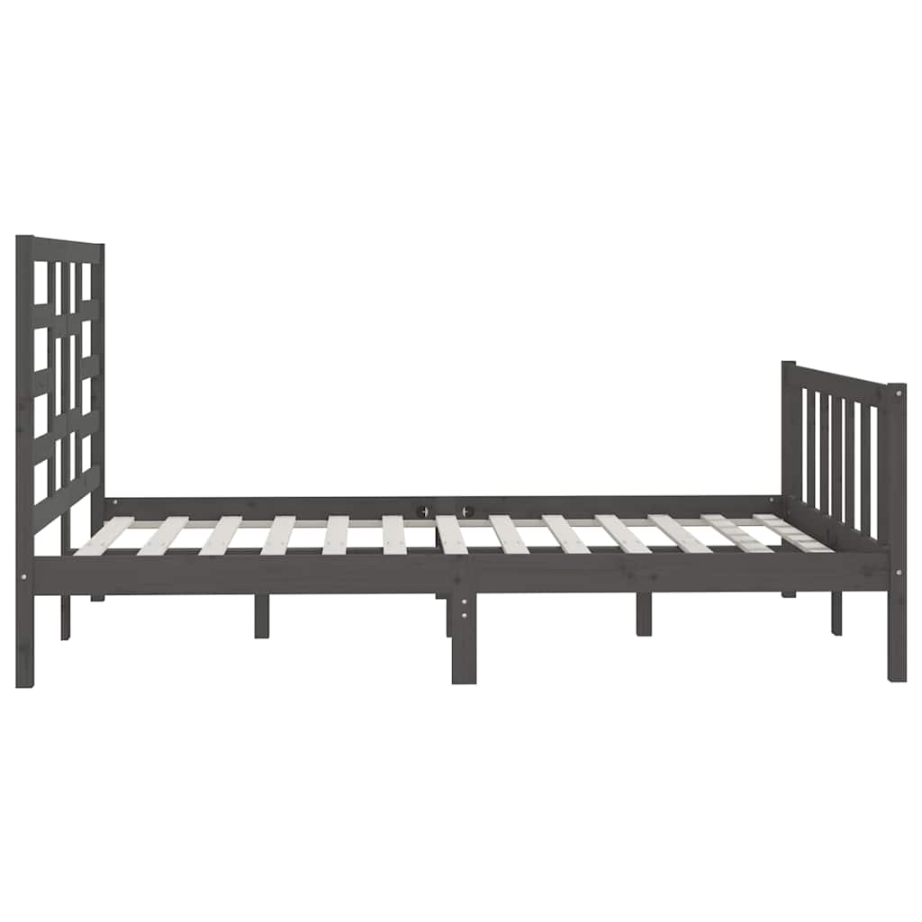 Πλαίσιο Κρεβατιού Γκρι 150 x 200 εκ. Μασίφ Ξύλο King Size