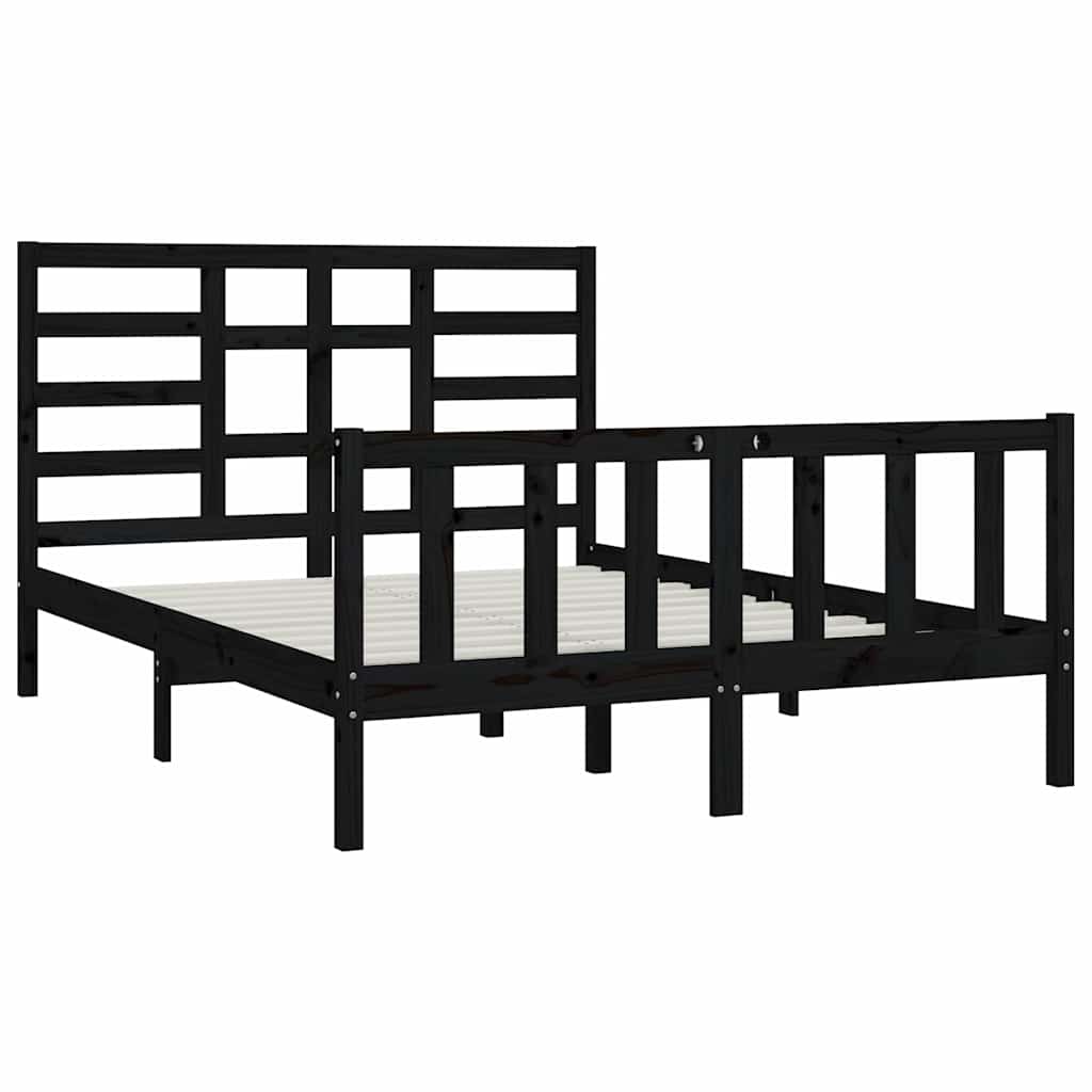 Πλαίσιο Κρεβατιού Μαύρο 150 x 200 εκ. Μασίφ Ξύλο King Size - Pakobazaar