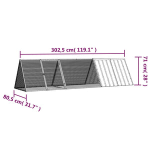 Κλουβί για Κουνέλι Ανθρακί 302,5x80,5x71 εκ. από Γαλβανισμένο Ατσάλι - PAKOBAZAAR