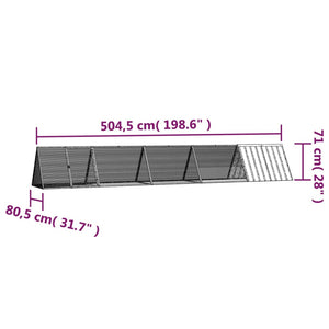 Κλουβί Κουνελιών Γκρι 504,5x80,5x71 εκ. Γαλβανισμένος Χάλυβας - PAKOBAZAAR