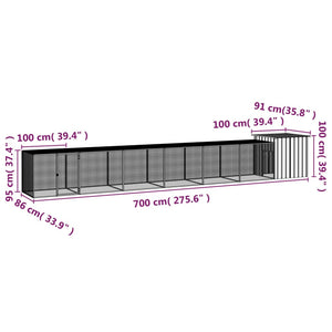 Κοτέτσι - Κλουβί Ανθρακί 700x91x100 εκ. από Γαλβανισμένο Χάλυβα - PAKOBAZAAR