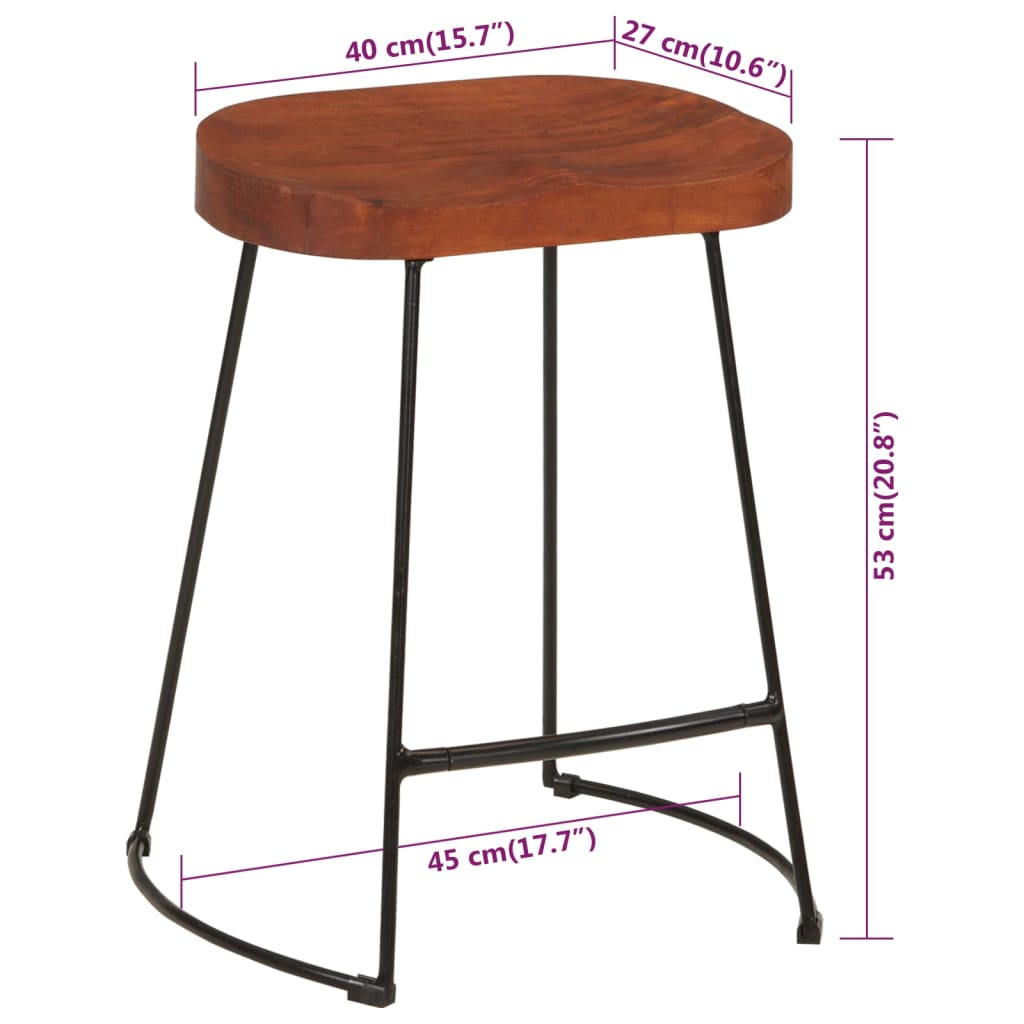 Σκαμπό Μπαρ Gavin 2 τεμ. 45 x 38 x 53 εκ. από Μασίφ Ξύλο Μάνγκο