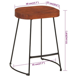 Σκαμπό Μπαρ Gavin 2 τεμ. 45 x 38 x 53 εκ. από Μασίφ Ξύλο Μάνγκο