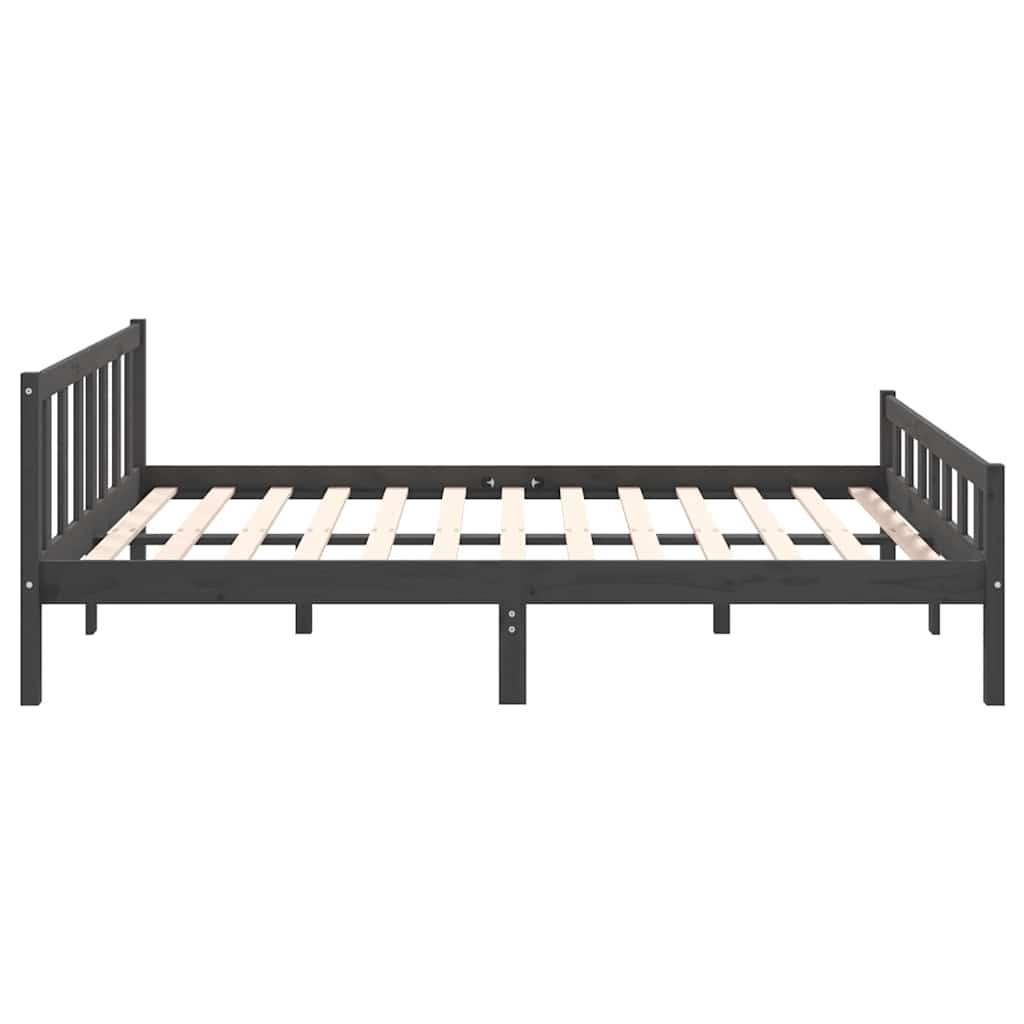 Πλαίσιο Κρεβατιού Γκρι 150 x 200 εκ. Μασίφ Ξύλο King Size