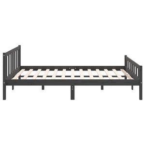 Πλαίσιο Κρεβατιού Γκρι 150 x 200 εκ. Μασίφ Ξύλο King Size