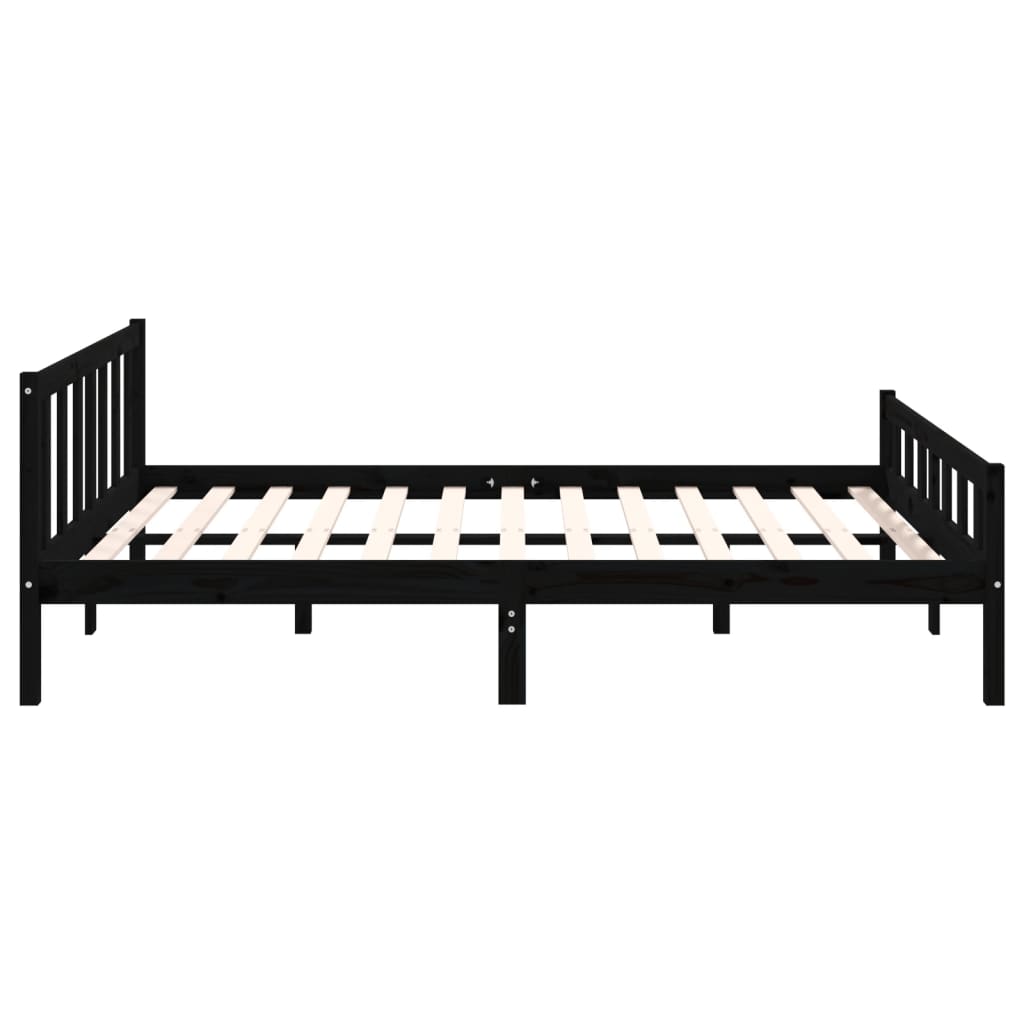 Πλαίσιο Κρεβατιού Μαύρο 150 x 200 εκ. Μασίφ Ξύλο King Size