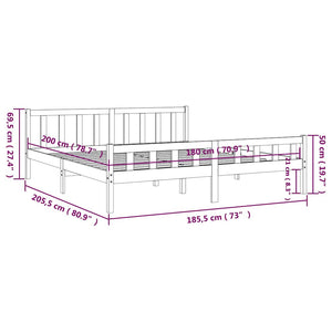 Πλαίσιο Κρεβατιού 180 x 200 εκ. Μασίφ Ξύλο Super King Size