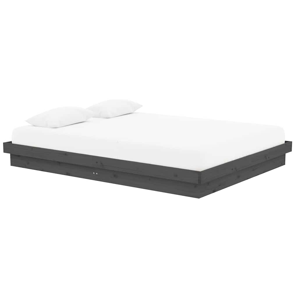 Πλαίσιο Κρεβατιού Γκρι 150 x 200 εκ. Μασίφ Ξύλο King Size - Pakobazaar