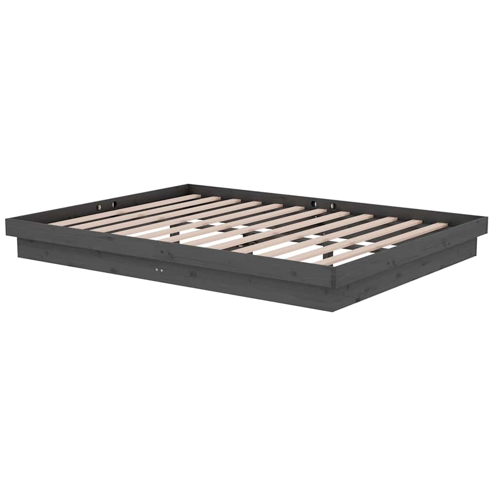 Πλαίσιο Κρεβατιού Γκρι 150 x 200 εκ. Μασίφ Ξύλο King Size - Pakobazaar