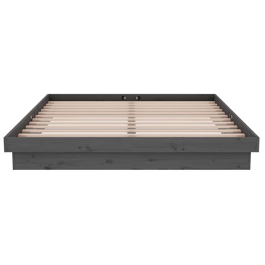 Πλαίσιο Κρεβατιού Γκρι 150 x 200 εκ. Μασίφ Ξύλο King Size - Pakobazaar