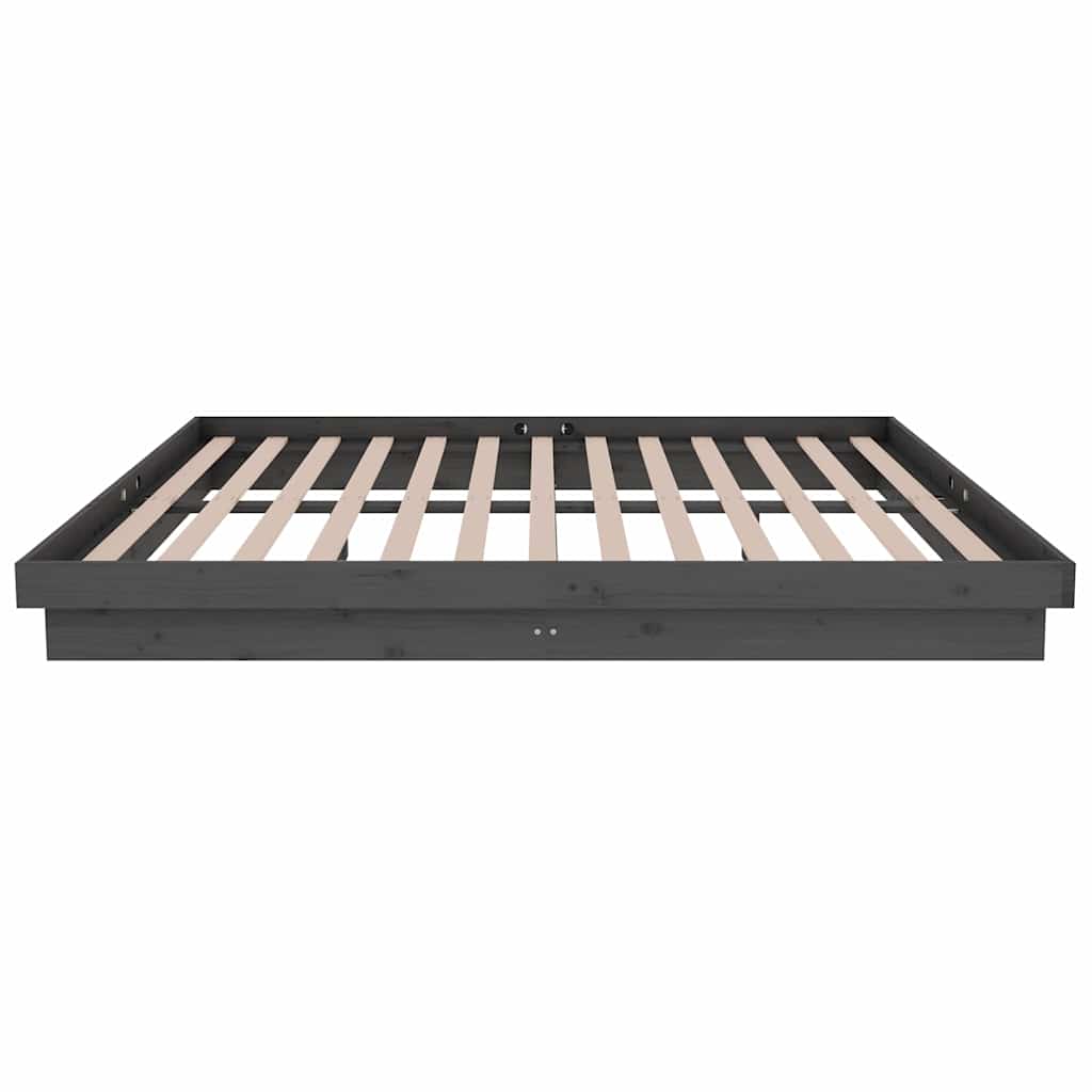 Πλαίσιο Κρεβατιού Γκρι 150 x 200 εκ. Μασίφ Ξύλο King Size - Pakobazaar
