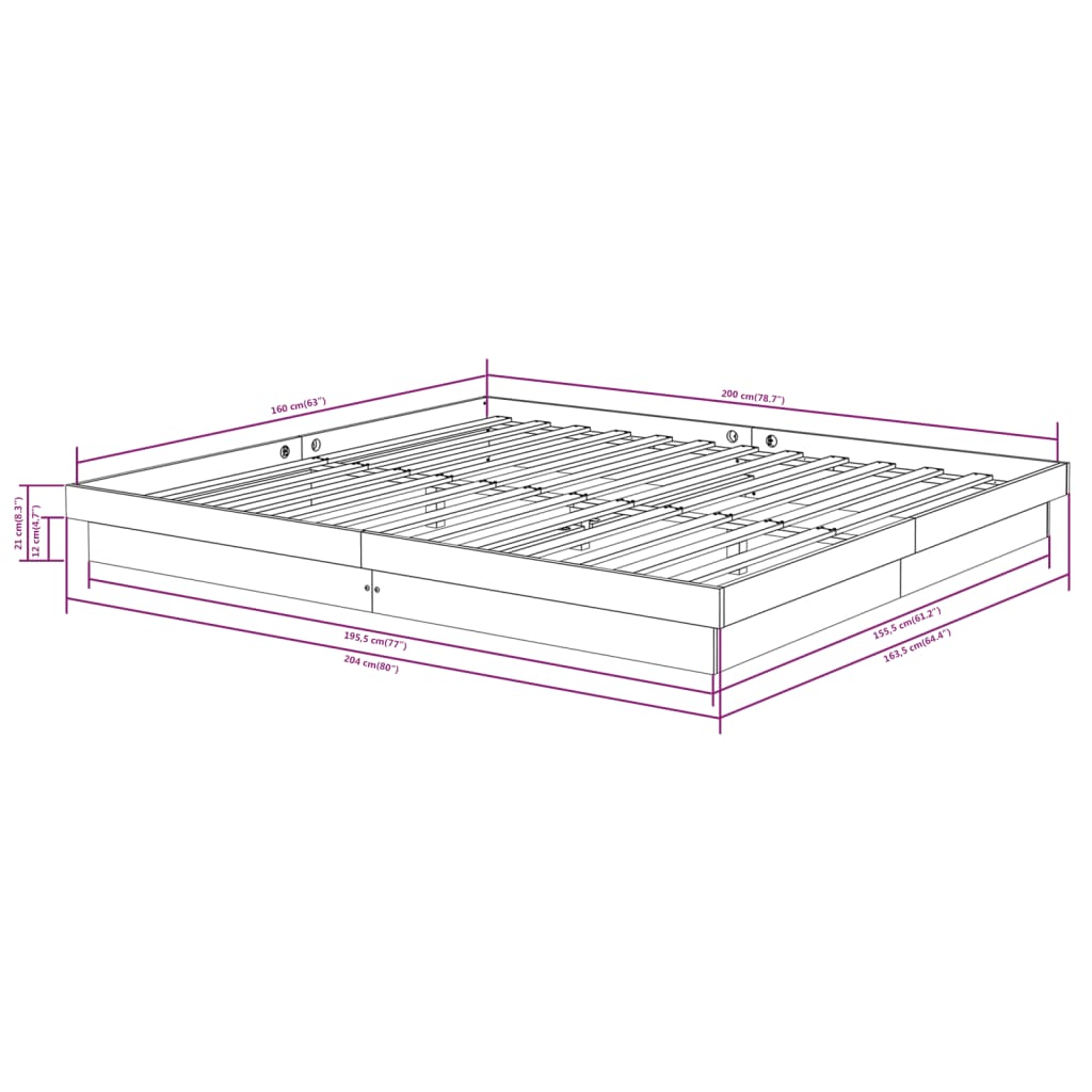 Πλαίσιο Κρεβατιού Λευκό 160 x 200 εκ. από Μασίφ Ξύλο