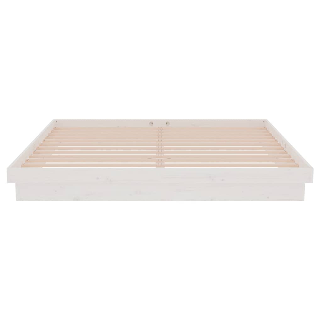 Πλαίσιο Κρεβατιού Λευκό 180 x 200 εκ. Μασίφ Ξύλο Super King
