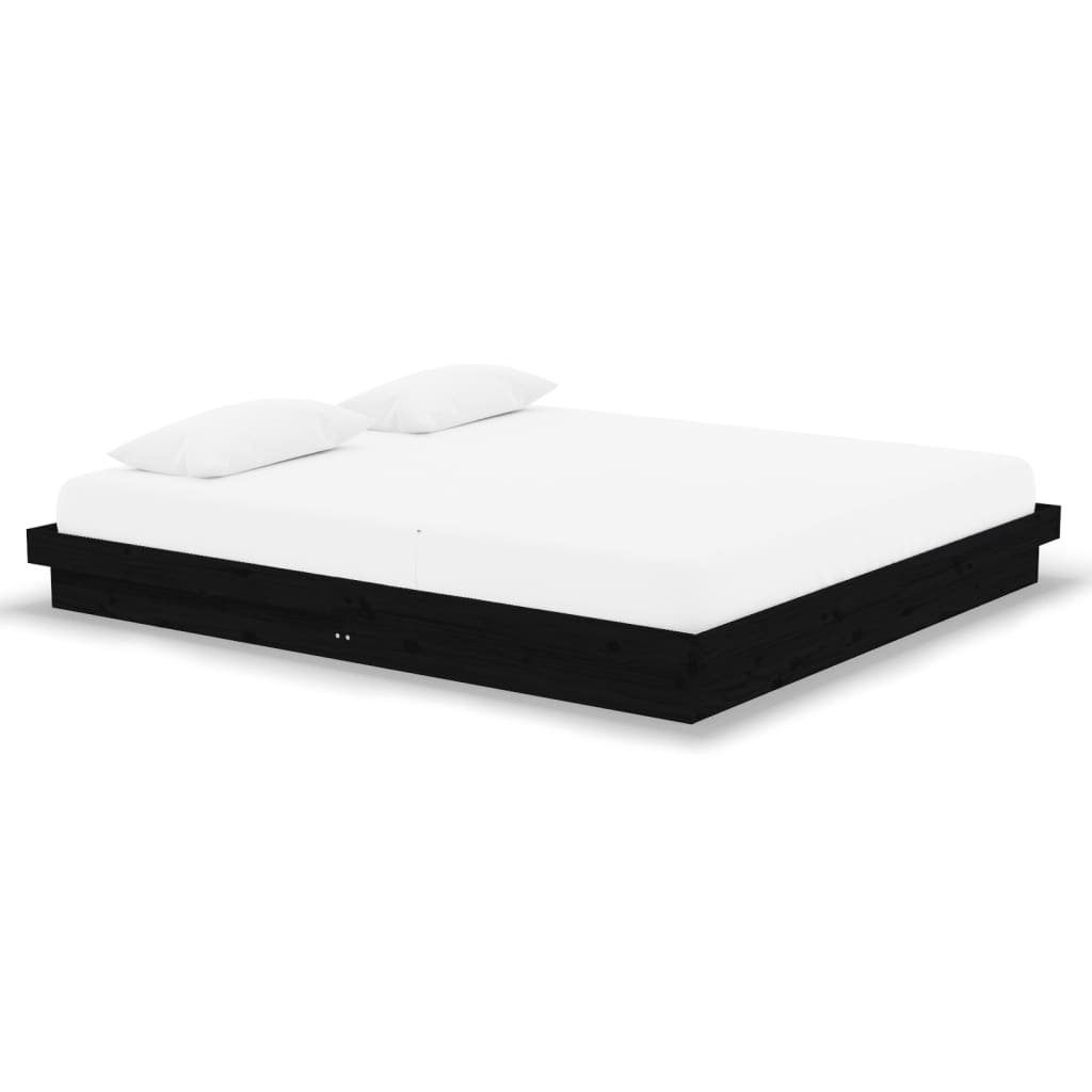 Πλαίσιο Κρεβατιού Μαύρο 180 x 200 εκ Ξύλο Πεύκου Super King