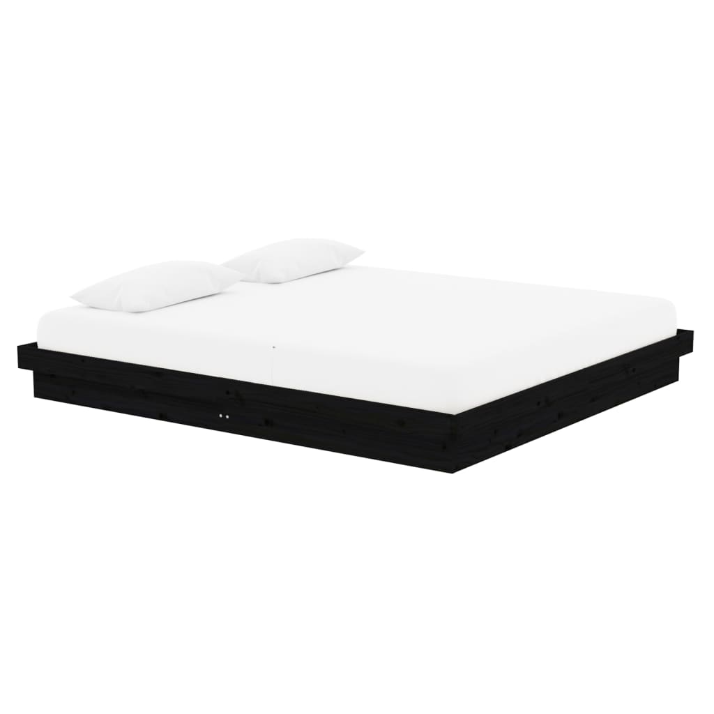 Πλαίσιο Κρεβατιού Μαύρο 180 x 200 εκ Ξύλο Πεύκου Super King
