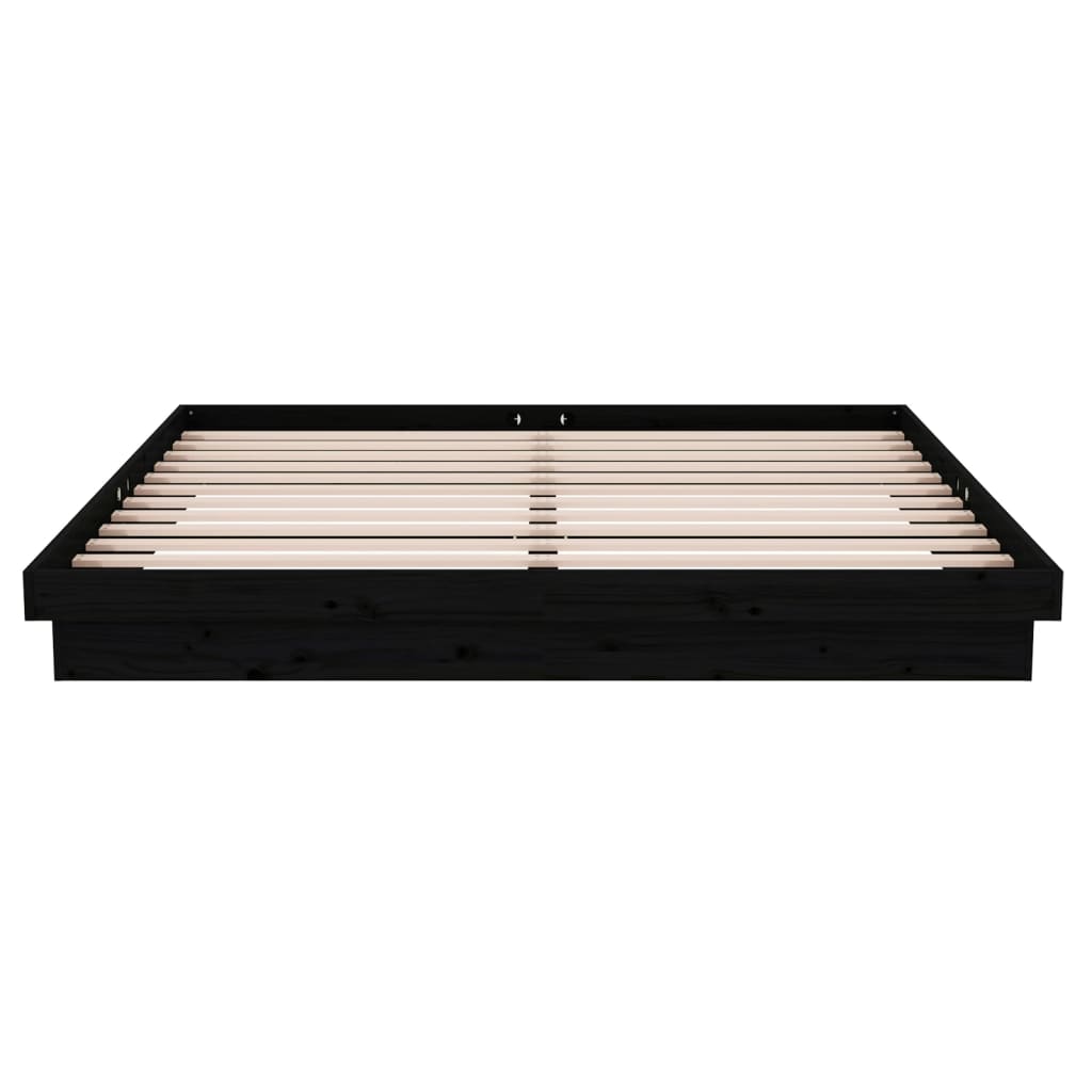 Πλαίσιο Κρεβατιού Μαύρο 180 x 200 εκ Ξύλο Πεύκου Super King