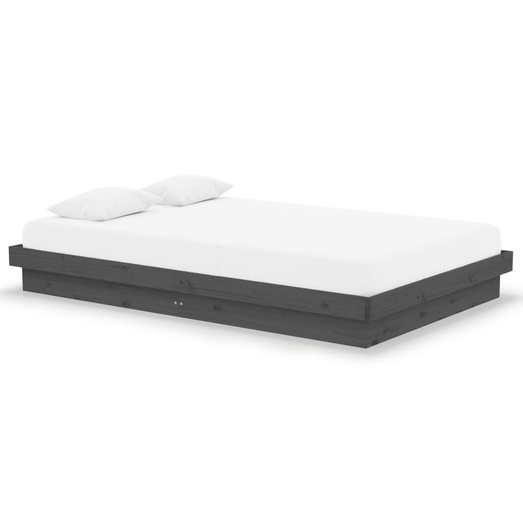Πλαίσιο Κρεβατιού Γκρι 120x190 εκ. Μασίφ Ξύλο Small Double