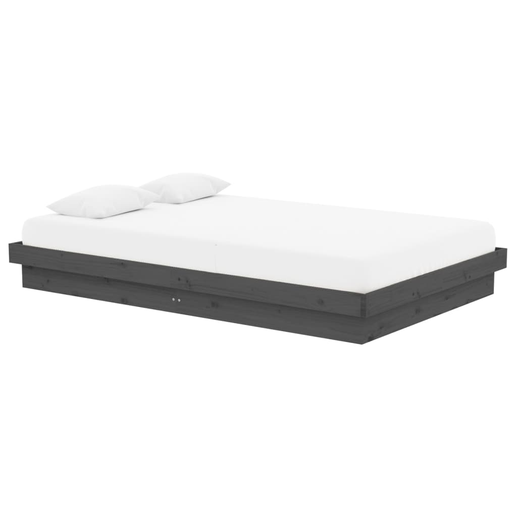 Πλαίσιο Κρεβατιού Γκρι 120x190 εκ. Μασίφ Ξύλο Small Double