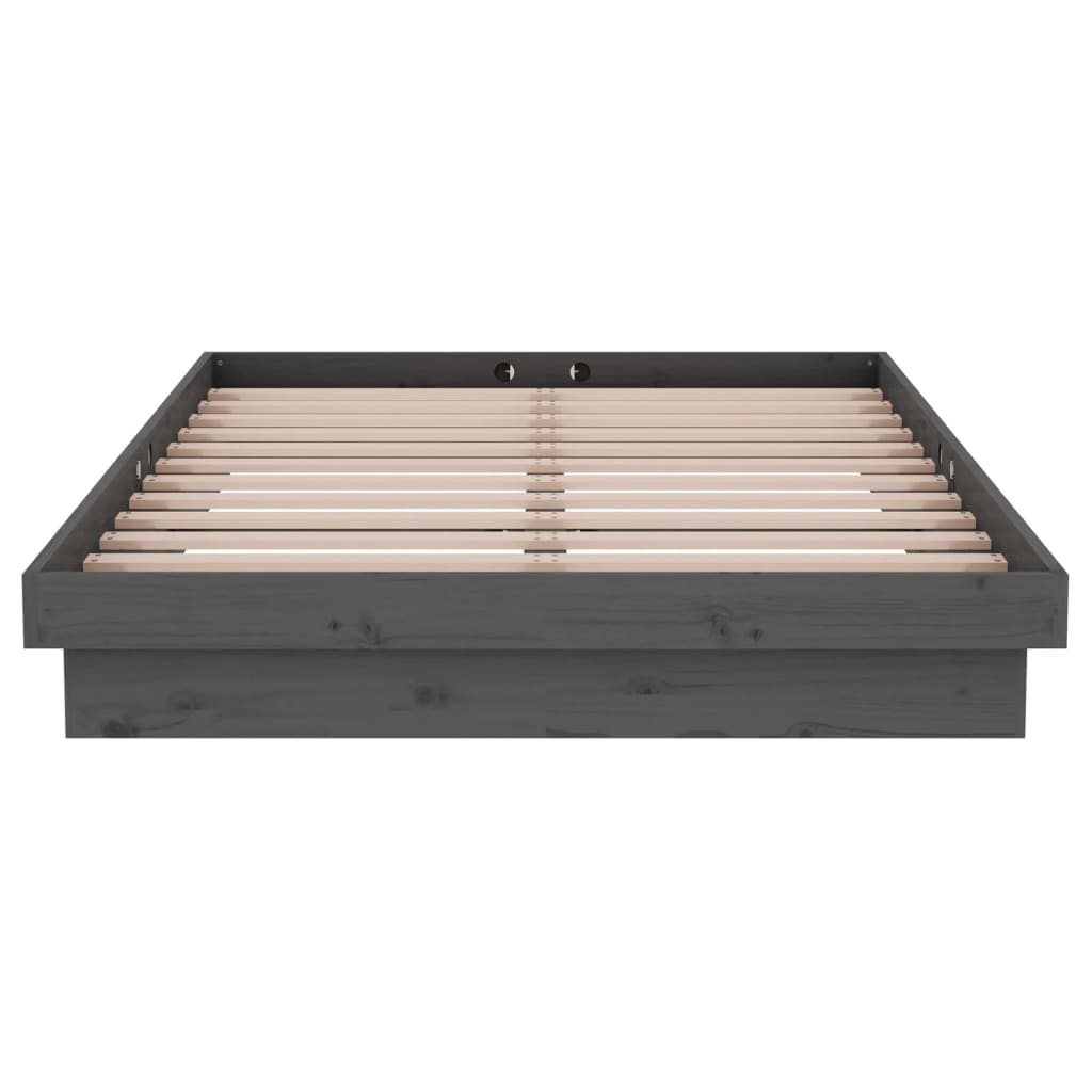 Πλαίσιο Κρεβατιού Γκρι 120x190 εκ. Μασίφ Ξύλο Small Double
